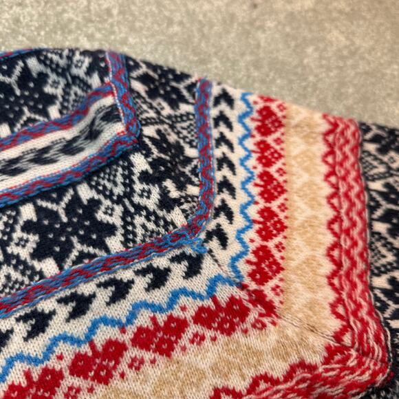 JCrew Fair Isle Crewneck Lambs Wool Blend Sweater 2X Red Navy Winter Christmas - Picture 16 of 16